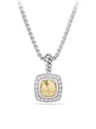 David Yurman Petite Albion Pendant Necklace With Gold Dome And Diamonds