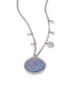 Meira T Boulder Opal, Diamond & 14k White Gold Pendant Necklace