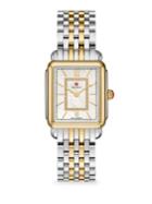 Michele Watches Deco Ii Two-tone White Mother-of-pearl Diamond Watch