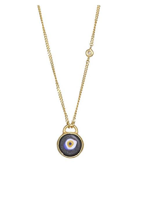 Chan Luu Evil Eye 18k Gold-plated Sterling Silver & Champagne Diamond Necklace