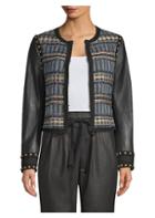 Ramy Brook Alanza Embellished Leather Sleeve Jacket