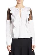 Red Valentino Ruffled Lace-inset Blouse