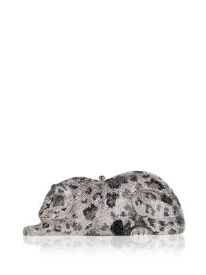 Judith Leiber Couture Snow Leopard Wildcat Crystal Clutch