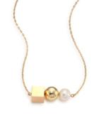 Tomtom Modern Modular 13mm Round White Pearl Pendant Necklace