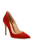 Gianvito Rossi Ellipsis High-back Suede Point Toe Pumps