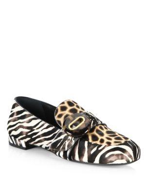 Prada Zebra & Giraffe-print Calf Hair Loafers