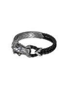 John Hardy Legends Naga Silver & Leather Corded Sapphire Dragon Bracelet