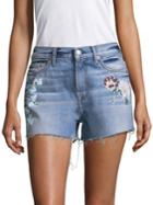 7 For All Mankind Painted Floral Denim Shorts