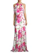 Theia Floral Halter Gown