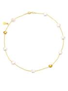 Gurhan Lentil 11mm White Coin Pearl & 18-24k Yellow Gold Necklace
