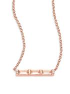 Ef Collection Diamond, White Topaz Baguette & 14k Rose Gold Mini Bar Necklace