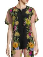 Etro Butterfly Floral Silk Button-down Blouse