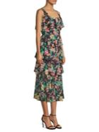 Laundry By Shelli Segal Floral Tiered Ruffled Midi Dress