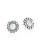 Tory Burch Deco Flower Crystal & Mother-of-pearl Stud Earrings