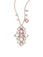 Meira T Diamond, White Topaz, 14k Rose Gold & 14k White Gold Pendant Necklace