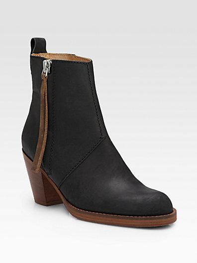 Acne Contrast Pistol Leather Ankle Boots