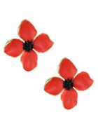 Oscar De La Renta Painted Flower Button Earrings