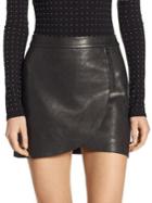 Alice + Olivia Lennon Leather Overlap Mini Skirt