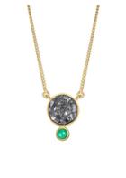 Shana Gulati Tulum Ophelia 18k Gold Vermail, Green Onyx & Sliced Raw Diamonds Pendant Necklace
