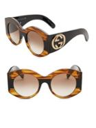 Gucci Tortoise Shell Striped Round Sunglasses