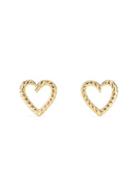 David Yurman 18k Gold Cable Heart Earrings