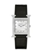 Hermes Watches Heure H Diamond, Stainless Steel & Alligator Strap Watch