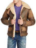 Polo Ralph Lauren Shearling-trimmed Leather Bomber Jacket