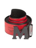 Mcm Monogram Coated Canvas & Leather Reversible Belt