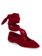 The Row Elodie Velvet Ankle-wrap Ballet Flats