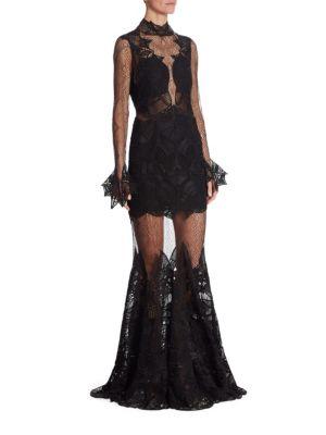 Jonathan Simkhai Collection Mockneck Lace Gown