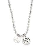 Gucci Sterling Silver Logo Charm Boule Chain Necklace