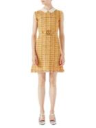 Gucci Multi Tweed Belted Dress