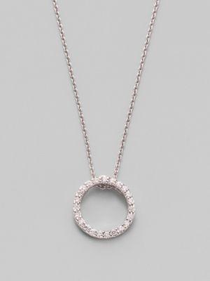 Roberto Coin Tiny Treasures Diamond & 18k White Gold Petite Circle Pendant Necklace