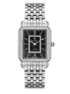 Michele Watches Deco Ii 18 Diamond, Black Mother-of-pearl & Stainless Steel Bracelet Watch