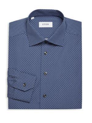 Eton Geometric Regular Fit Dress Shirt