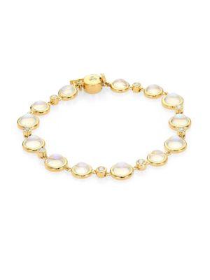 Temple St. Clair Single Round Diamond, Royal Blue Moonstone & 18k Yellow Gold Bracelet