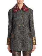 Dolce & Gabbana Tweed Jacket With Floral Jacquard Accents