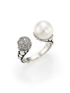 John Hardy Dot 11mm White Pearl, Diamond & Sterling Silver Wrap Ring
