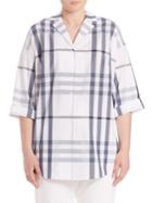 Lafayette 148 New York, Plus Size Analeigh Cotton Plaid Blouse