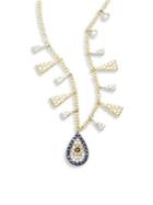 Meira T Evil Eye Diamond, Blue Sapphire & 14k Two-tone Gold Pendant Necklace