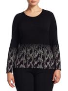 Stizzoli, Plus Size Long Sleeves Classic-fit Top With Hem Embellished