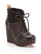See By Chloe Clive Faux Leather & Shearling Clog Wedge Booties