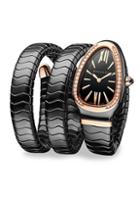 Bvlgari Serpenti Black Ceramic & 18k Rose Gold Double Twist Bracelet Watch