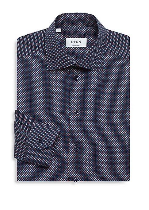 Eton Dot-print Contemporary-fit Cotton Dress Shirt