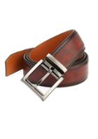 Saks Fifth Avenue Collection By Magnanni Wind Burgundy Leather Belt