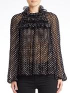 Giamba Ruffled Neck Bishop Sleeve Top