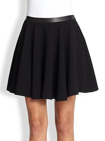 Robert Rodriguez Crepe & Faux Leather Techno Skirt