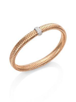 Roberto Coin Primavera Diamond & 18k Rose Gold Woven Bracelet