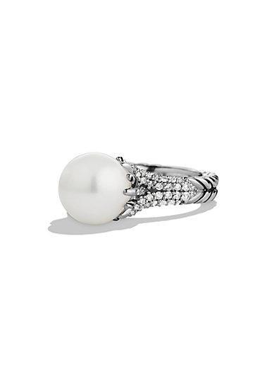 David Yurman Starburst Pearl Ring With Diamonds