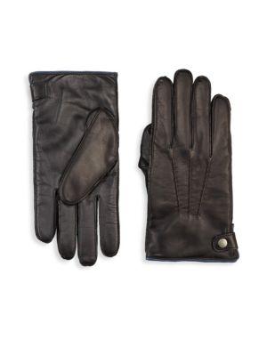 Saks Fifth Avenue Collection Cashmere Lined Touch Tech Leather Glove